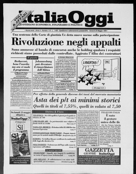 Italia oggi : quotidiano di economia finanza e politica